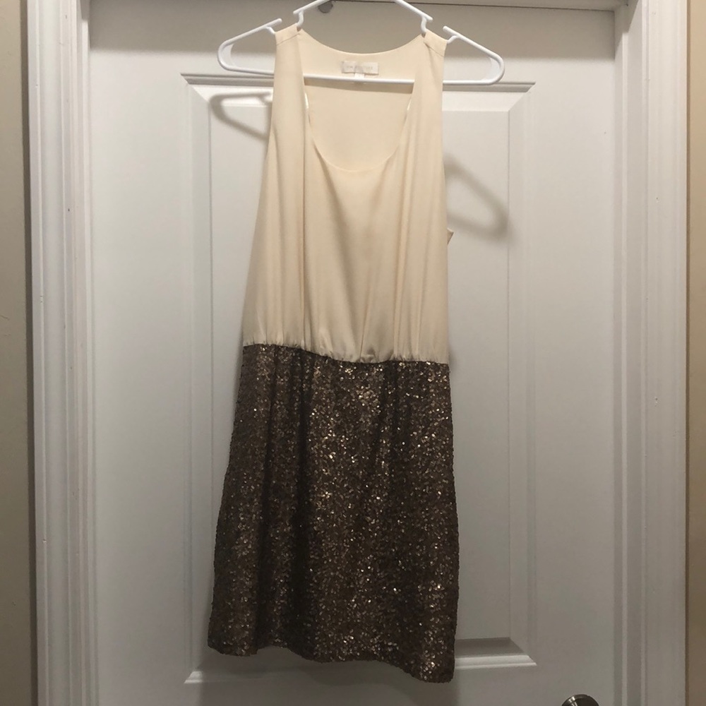 Cream and gold sequin dress